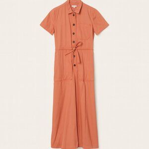 Madewell Rust/Coral Utility Button-Front Jumpsuit | 100% Cotton | Size 2